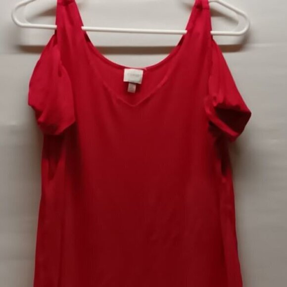 Cupio Open Shoulder Cold Shoulder Tee Blouse Top Magenta Size Medium EUC - Picture 2 of 5
